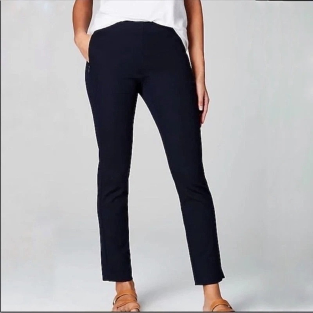 J.Jill Essential‎ Cotton Stretch Ponte Pull-On Ankle Pant Womens Petite 6 Black